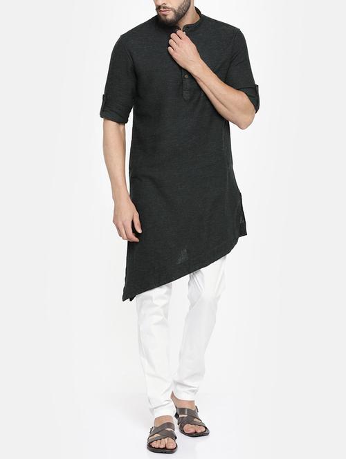 black cotton kurta pyjama set - 15223395 - Standard Image - 1
