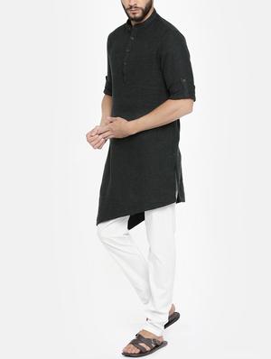 black cotton kurta pyjama set - 15223395 - Standard Image - 2