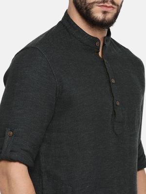 black cotton kurta pyjama set - 15223395 - Standard Image - 4
