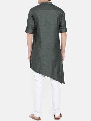 green cotton kurta pyjama set - 15223397 - Standard Image - 3