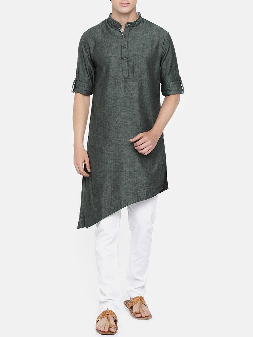 green cotton kurta pyjama set - 15223397 - Zoom Image - 1