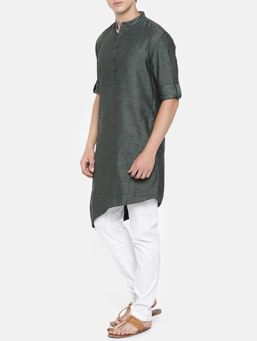 green cotton kurta pyjama set - 15223397 - Zoom Image - 2