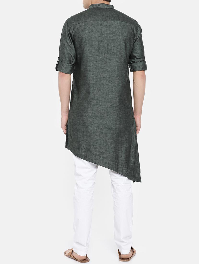 green cotton kurta pyjama set - 15223397 - Zoom Image - 3