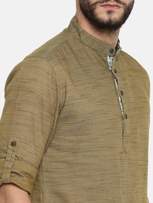 beige cotton kurta pyjama set - 15223402 - Standard Image - 4