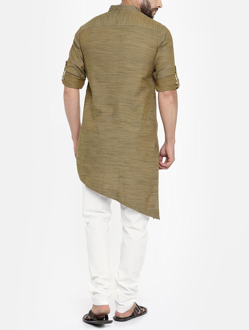beige cotton kurta pyjama set - 15223402 - Zoom Image - 3