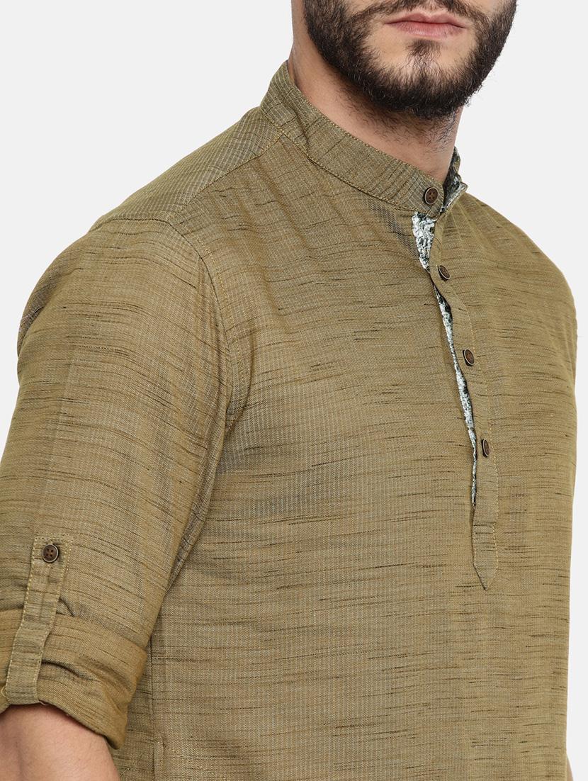 beige cotton kurta pyjama set - 15223402 - Zoom Image - 4