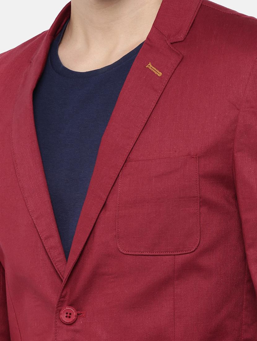 maroon cotton single breasted blazer - 15223406 - Zoom Image - 5
