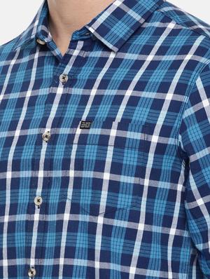 blue cotton casual shirt - 15223411 - Standard Image - 4