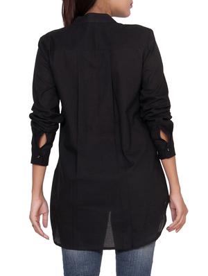 black solid cotton asymmetrical tunic - 15223533 - Standard Image - 3