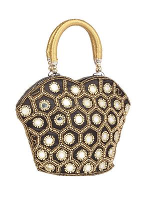 black cotton polyester blend regular handbag - 15223540 - Standard Image - 4