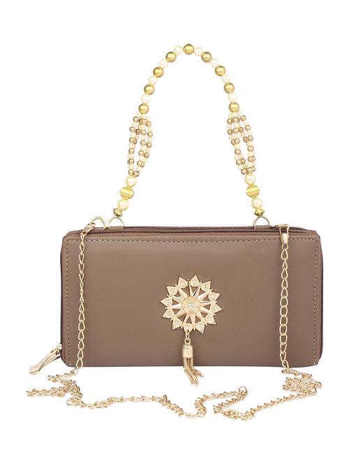 brown leatherette (pu) regular sling bag - 15223632 - Standard Image - 1