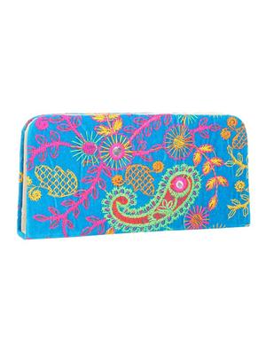 blue cotton polyester blend minaudiere clutch - 15223660 - Standard Image - 2
