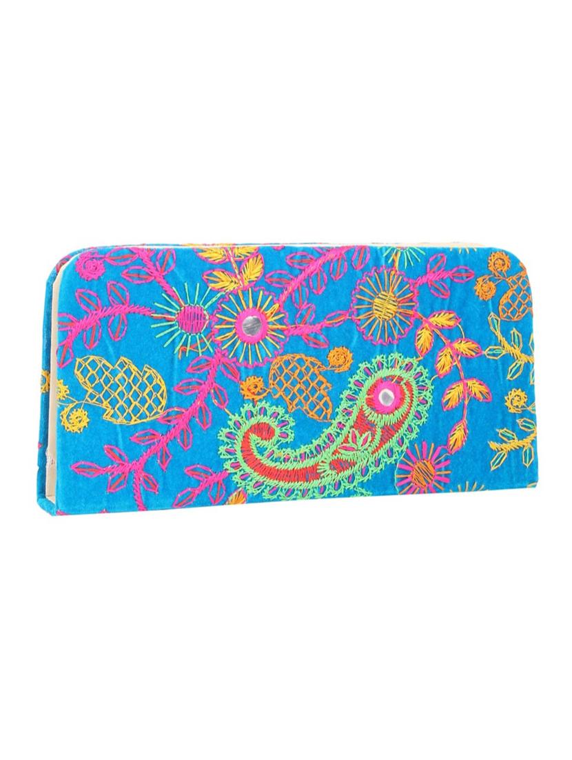 blue cotton polyester blend minaudiere clutch - 15223660 - Zoom Image - 2