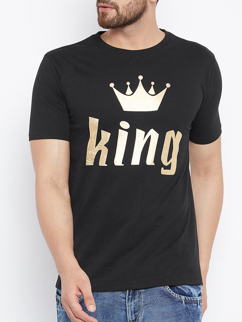 black cotton chest print tshirt - 15223805 - Zoom Image - 1