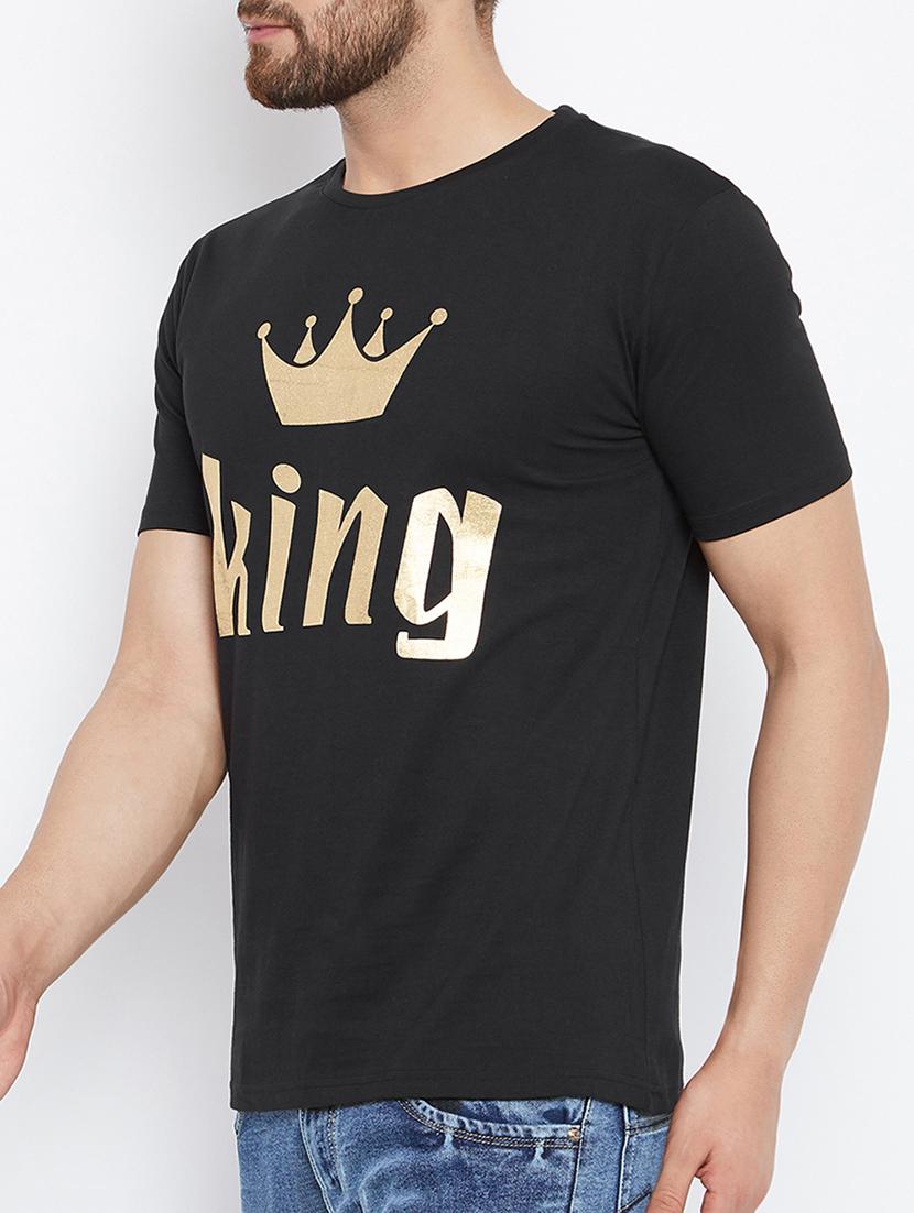 black cotton chest print tshirt - 15223805 - Zoom Image - 2