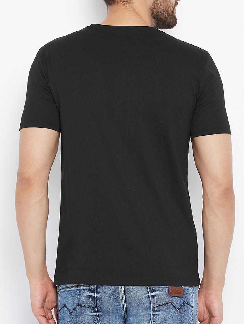black cotton chest print tshirt - 15223805 - Zoom Image - 3