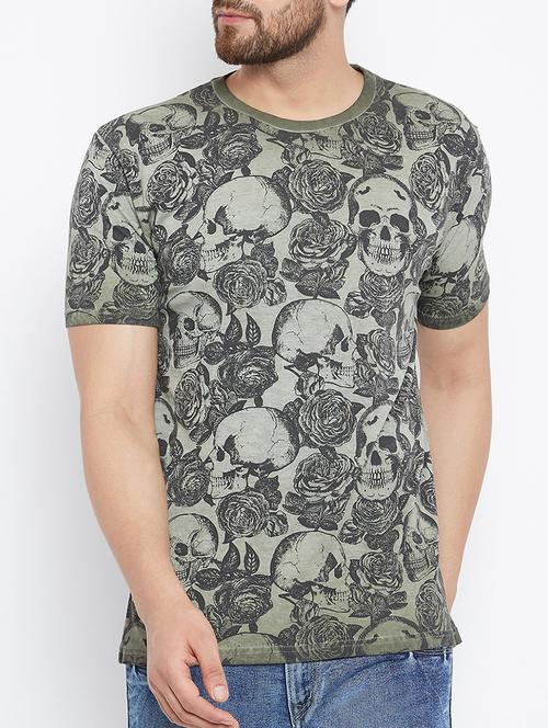 green cotton all over print tshirt - 15223808 - Standard Image - 1