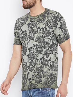 green cotton all over print tshirt - 15223808 - Standard Image - 2