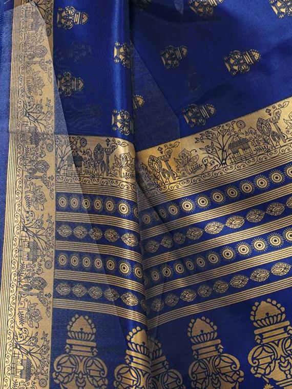 blue silk mysore saree with blouse - 15223963 - Zoom Image - 4