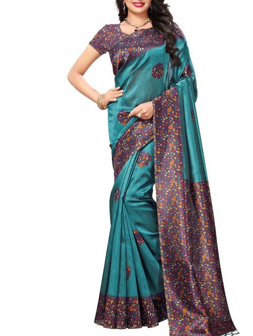 turquoise silk mysore saree with blouse - 15223970 - Very Small Image - 1