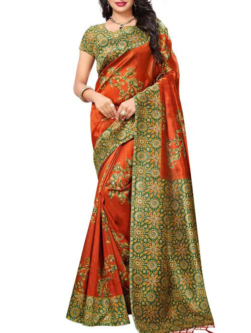 orange mysore silk saree with blouse - 15223991 - Very Small Image - 1