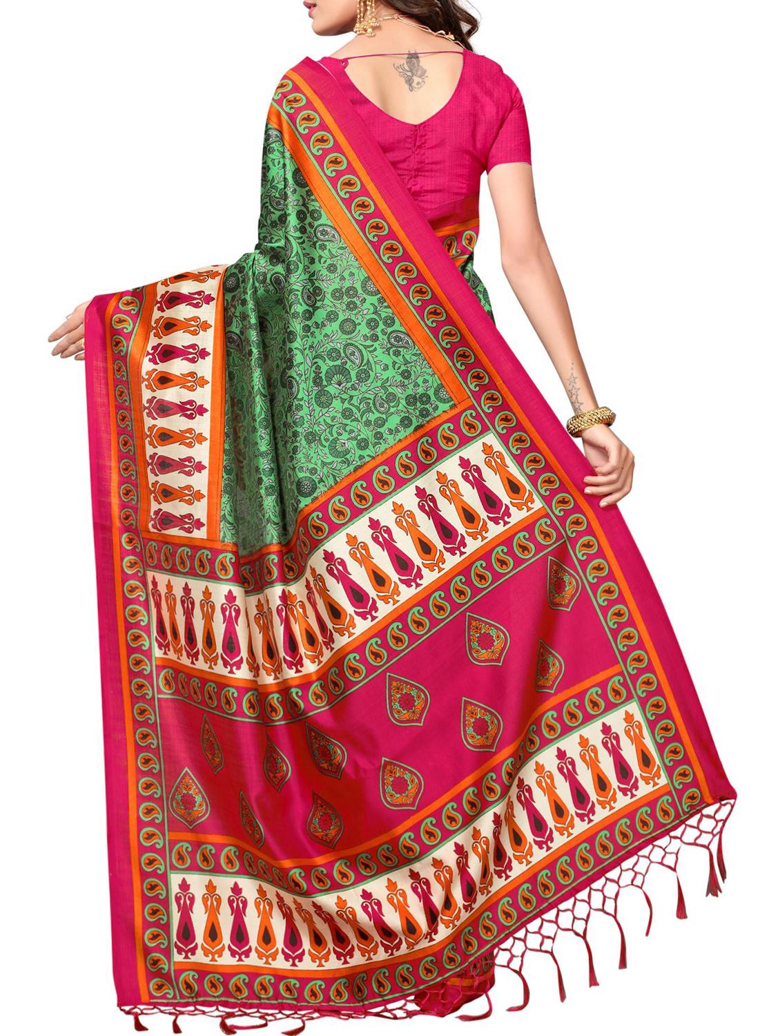 green silk mysore saree with blouse - 15223996 - Zoom Image - 2