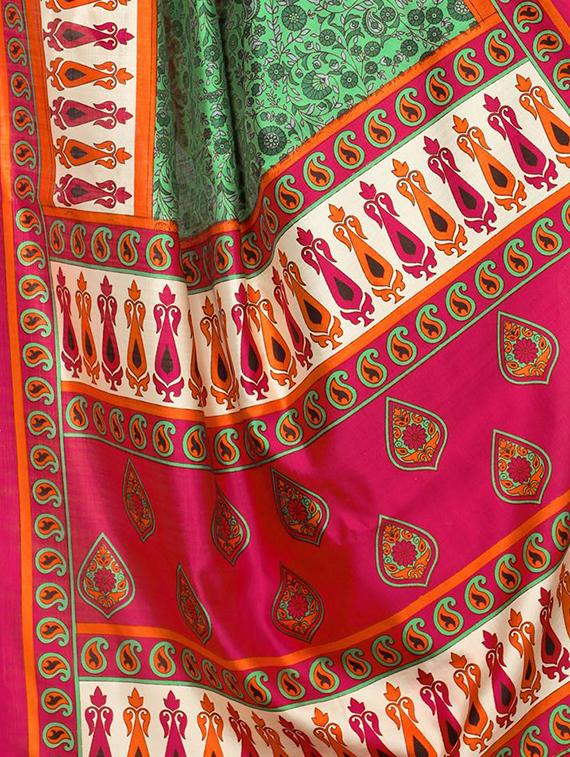 green silk mysore saree with blouse - 15223996 - Zoom Image - 4