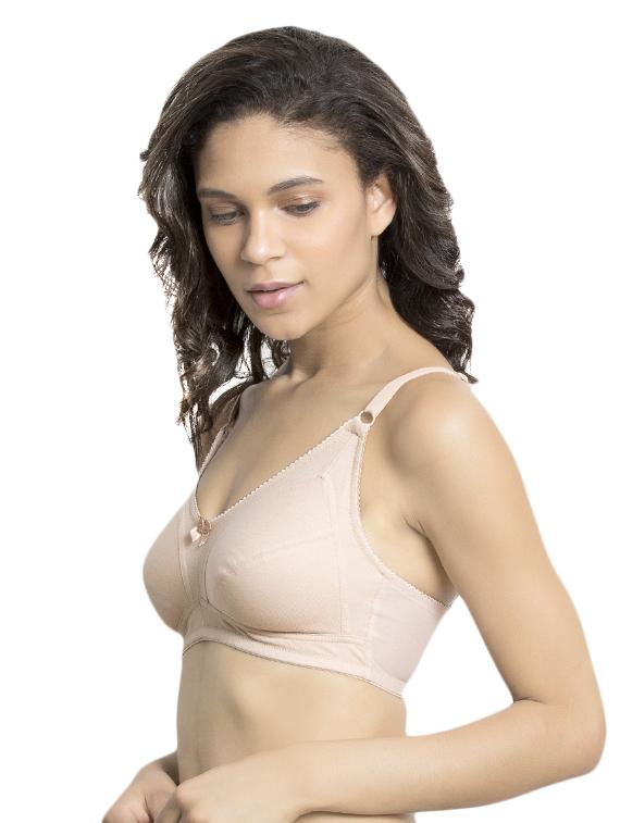 solid beige cotton bra - 15224028 - Zoom Image - 2