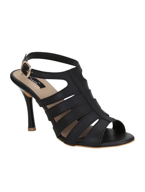 black faux leather ankle strap sandals - 15224323 - Standard Image - 1