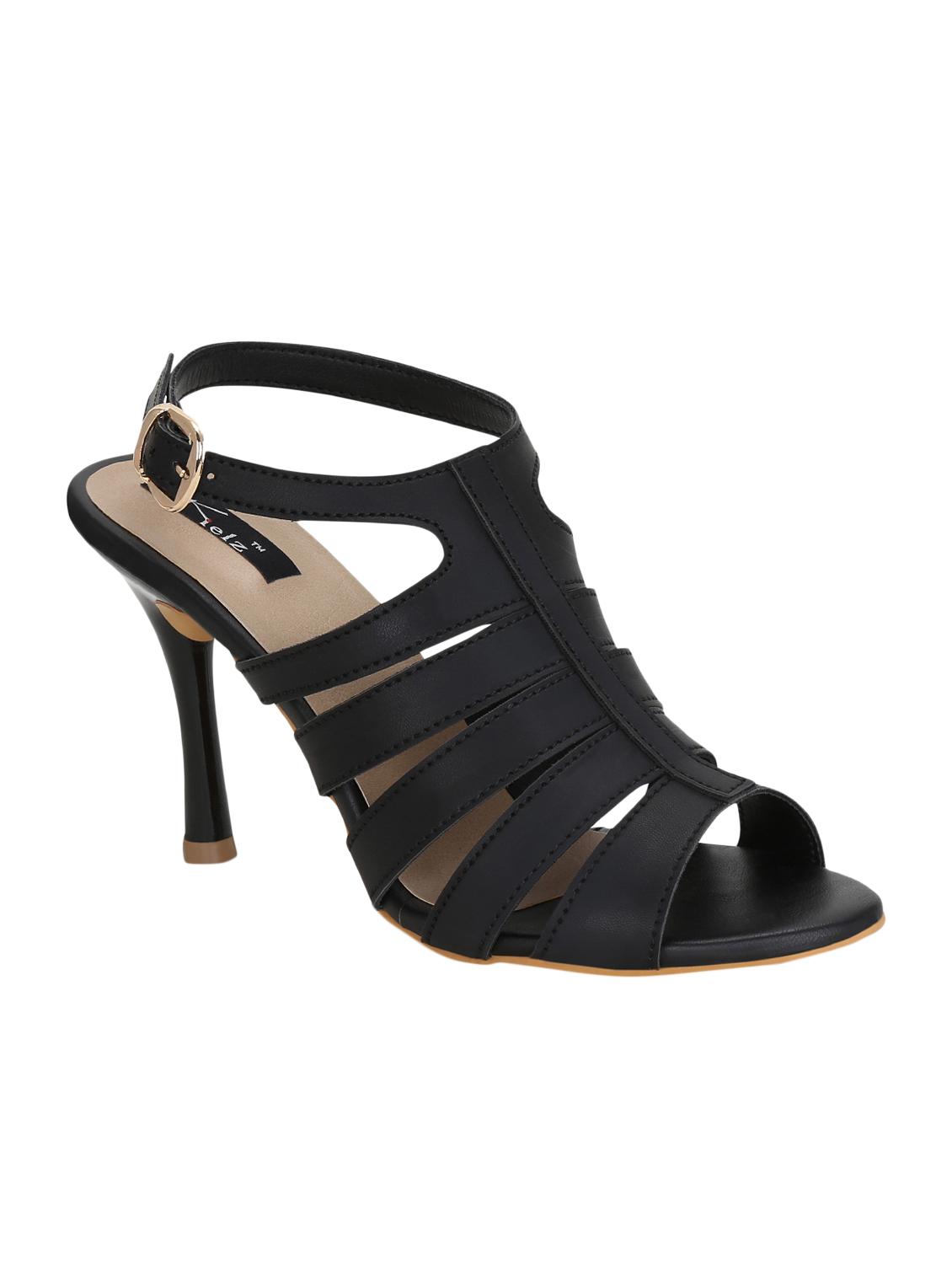 black faux leather ankle strap sandals - 15224323 - Zoom Image - 1