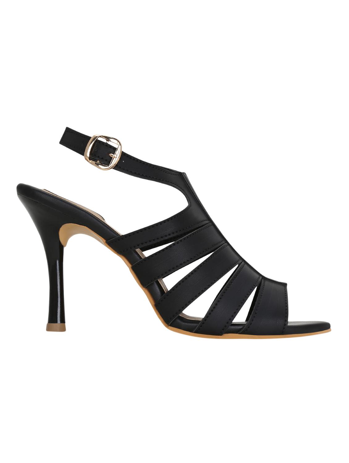black faux leather ankle strap sandals - 15224323 - Zoom Image - 2