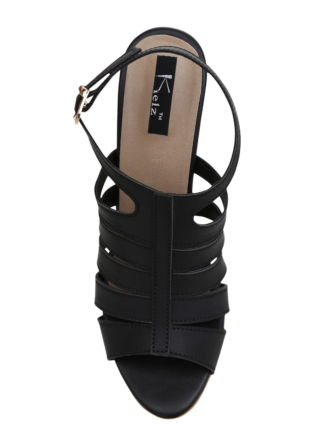 black faux leather ankle strap sandals - 15224323 - Zoom Image - 4