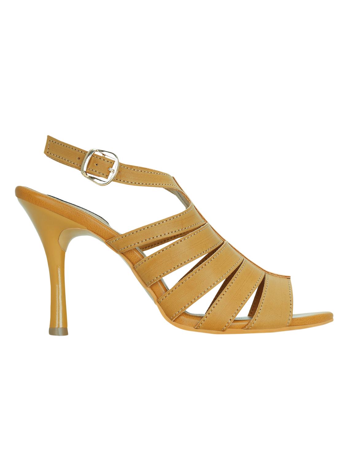 tan faux leather ankle strap sandals - 15224324 - Zoom Image - 2