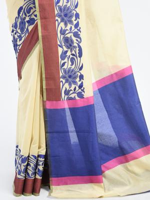 beige cotton banarasi saree with blouse - 15224393 - Standard Image - 2