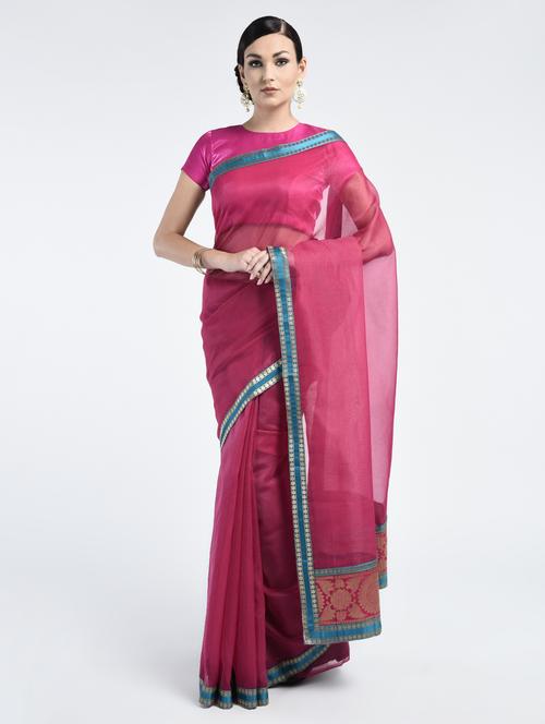 pink art silk banarasi saree with blouse - 15224394 - Standard Image - 1