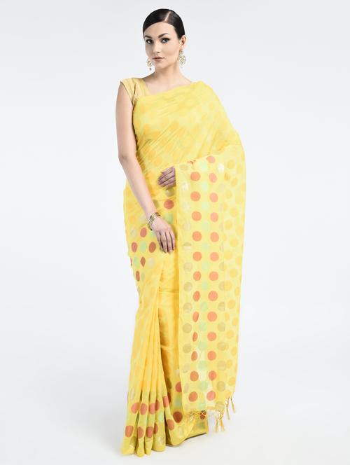 polka dot banarasi saree with blouse - 15224395 - Standard Image - 1