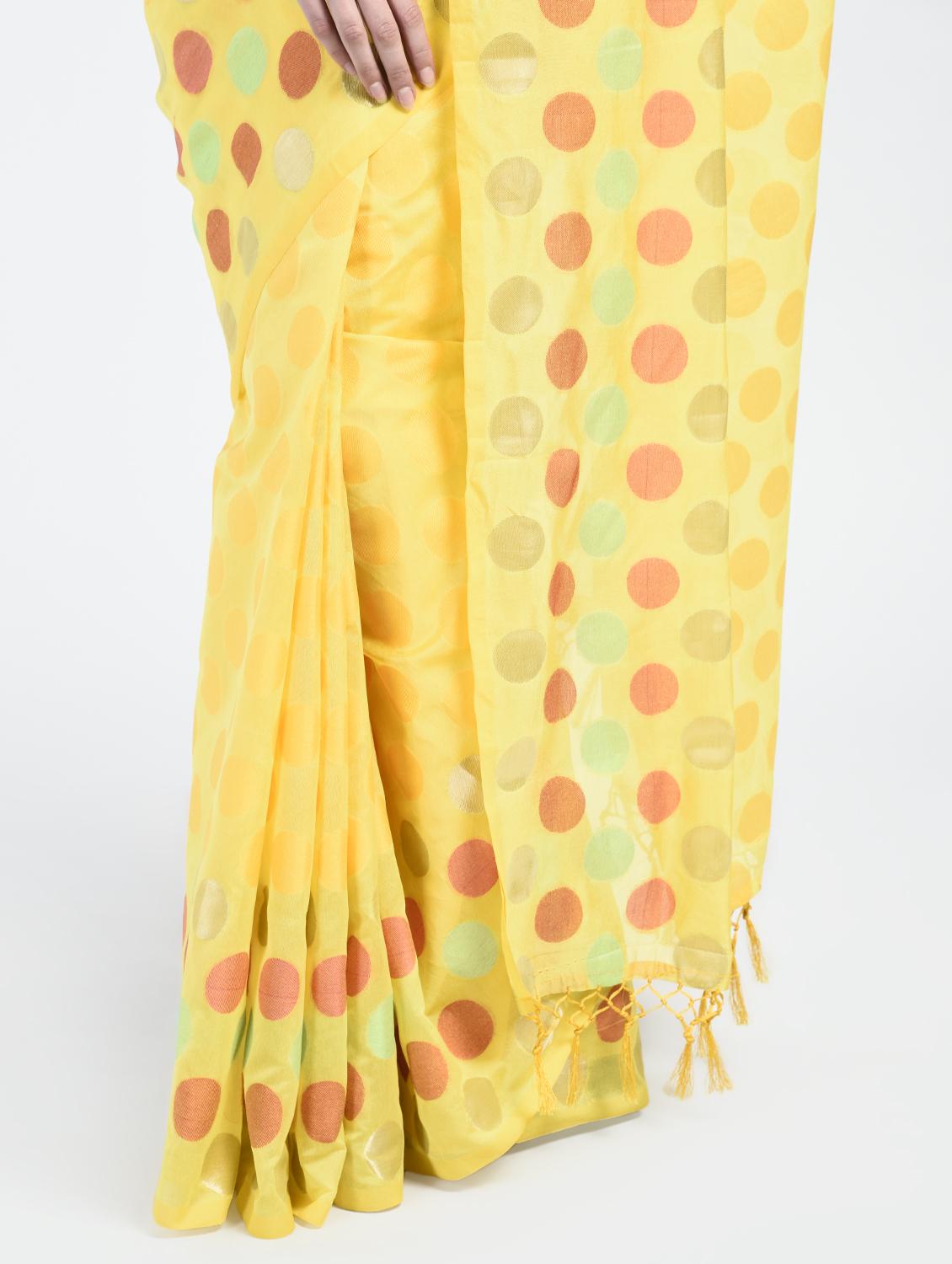 polka dot banarasi saree with blouse - 15224395 - Zoom Image - 2