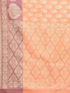 orange art silk banarasi saree with blouse - 15224397 - Standard Image - 3