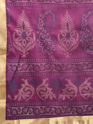 magenta tussar silk banarasi saree with blouse - 15224423 - Standard Image - 3