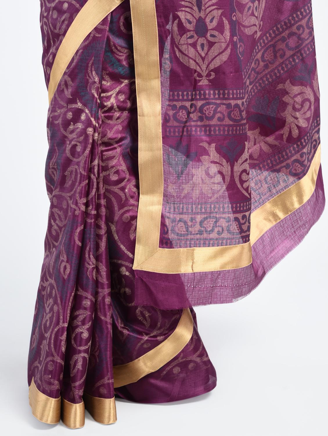 magenta tussar silk banarasi saree with blouse - 15224423 - Zoom Image - 2