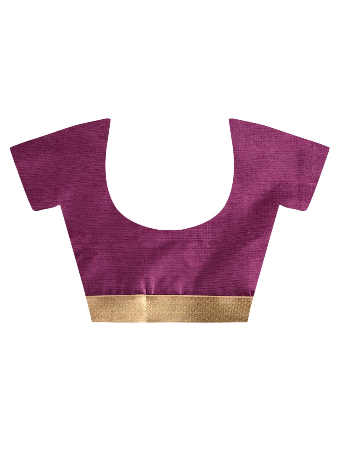 magenta tussar silk banarasi saree with blouse - 15224423 - Zoom Image - 4