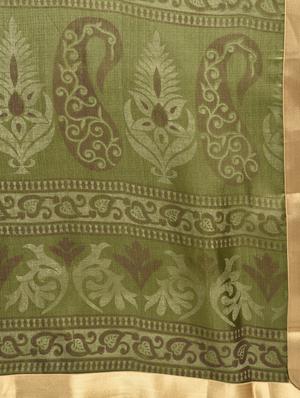mehandi tussar silk banarasi saree with blouse - 15224425 - Standard Image - 3