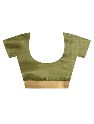 mehandi tussar silk banarasi saree with blouse - 15224425 - Standard Image - 4