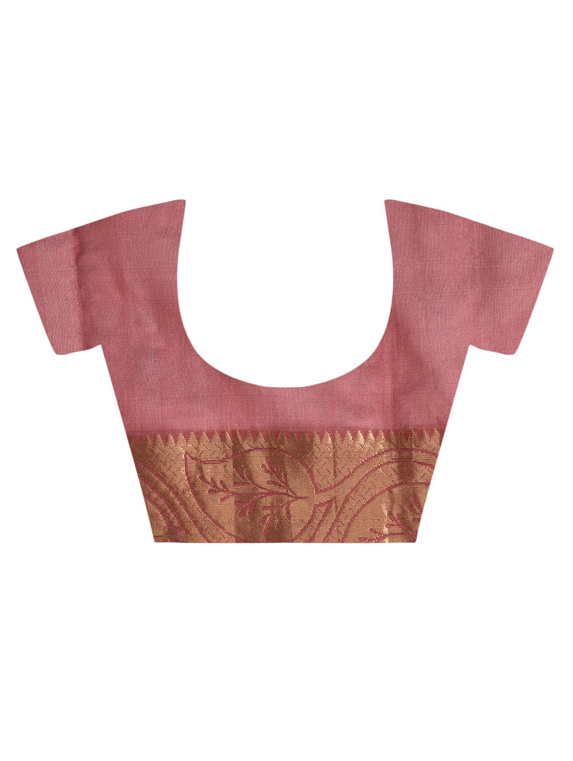 maroon art silk banarasi saree with blouse - 15224428 - Zoom Image - 4