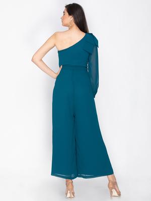 blue solid full leg jumpsuit - 15224812 - Standard Image - 3