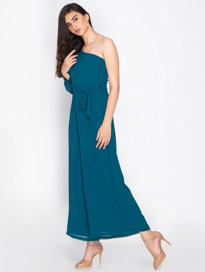 blue solid full leg jumpsuit - 15224812 - Zoom Image - 2