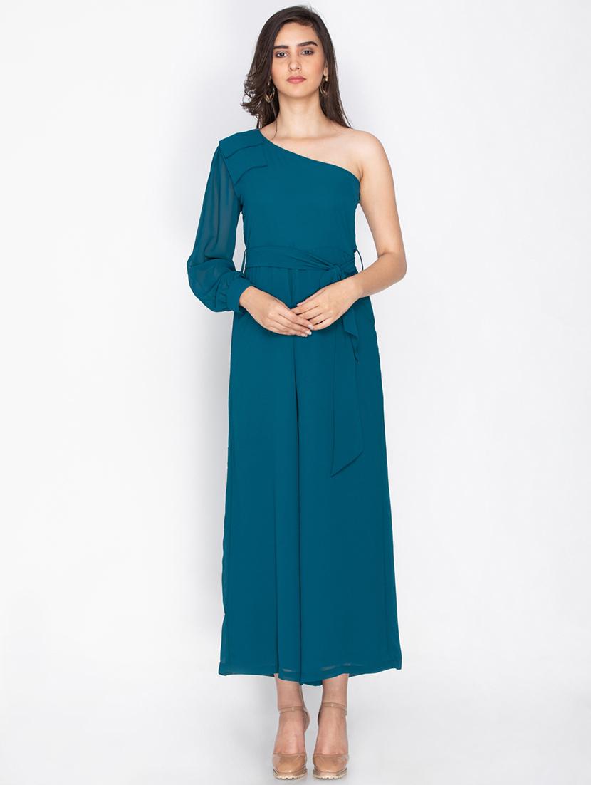 blue solid full leg jumpsuit - 15224812 - Zoom Image - 4