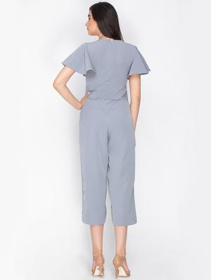grey solid 3/4 jumpsuit - 15224814 - Standard Image - 3