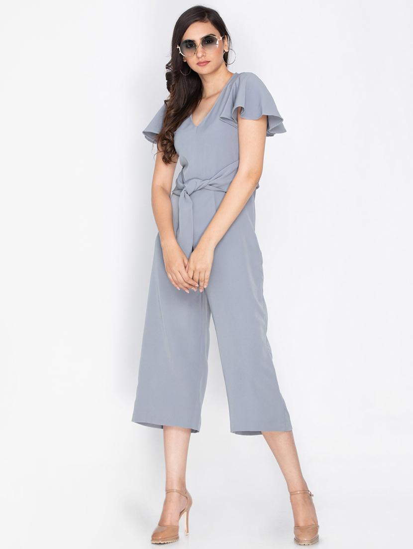 grey solid 3/4 jumpsuit - 15224814 - Zoom Image - 4