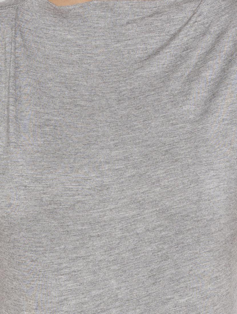 grey solid viscose asymmetrical dress - 15224912 - Zoom Image - 4
